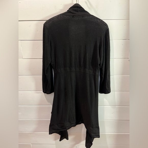 ❣️🖤 CUT LOOSE – Black Linen-Blend Cardigan Size L - Picture 9 of 12